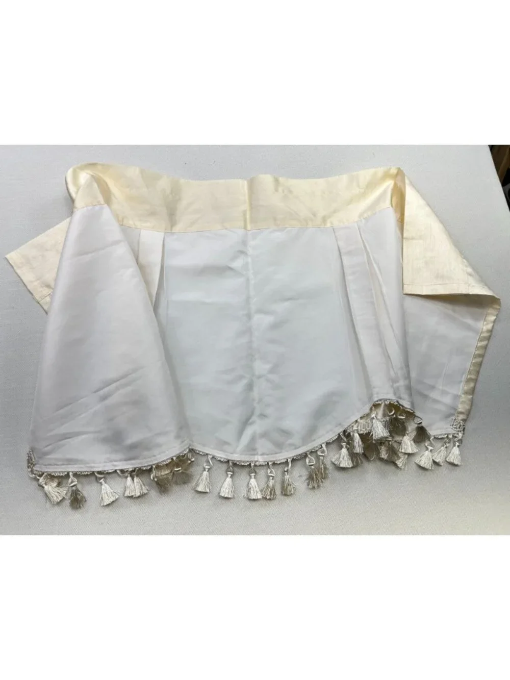 Cream Tassel Trim Rod Pocket Elegant Decorative Window Valance Curtain